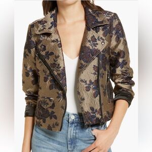 Blank NYC Floral Brocade Moto Jacket